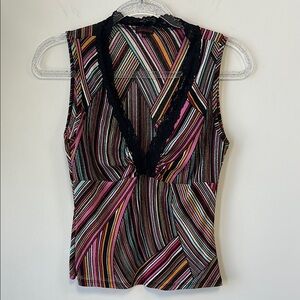 Shameless Sz XL Black and Red Groovy Fitted Top